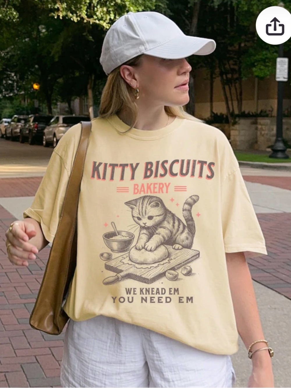 Comfort Colors Kitty Biscuits Bakery Graphic Cat T-Shirt in Butter Yellow